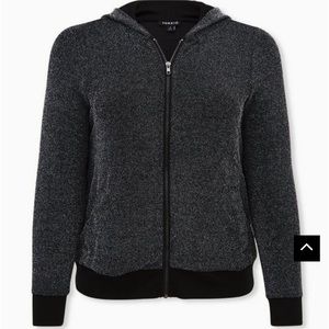 Torrid 2x black shimmer zip up hoodie